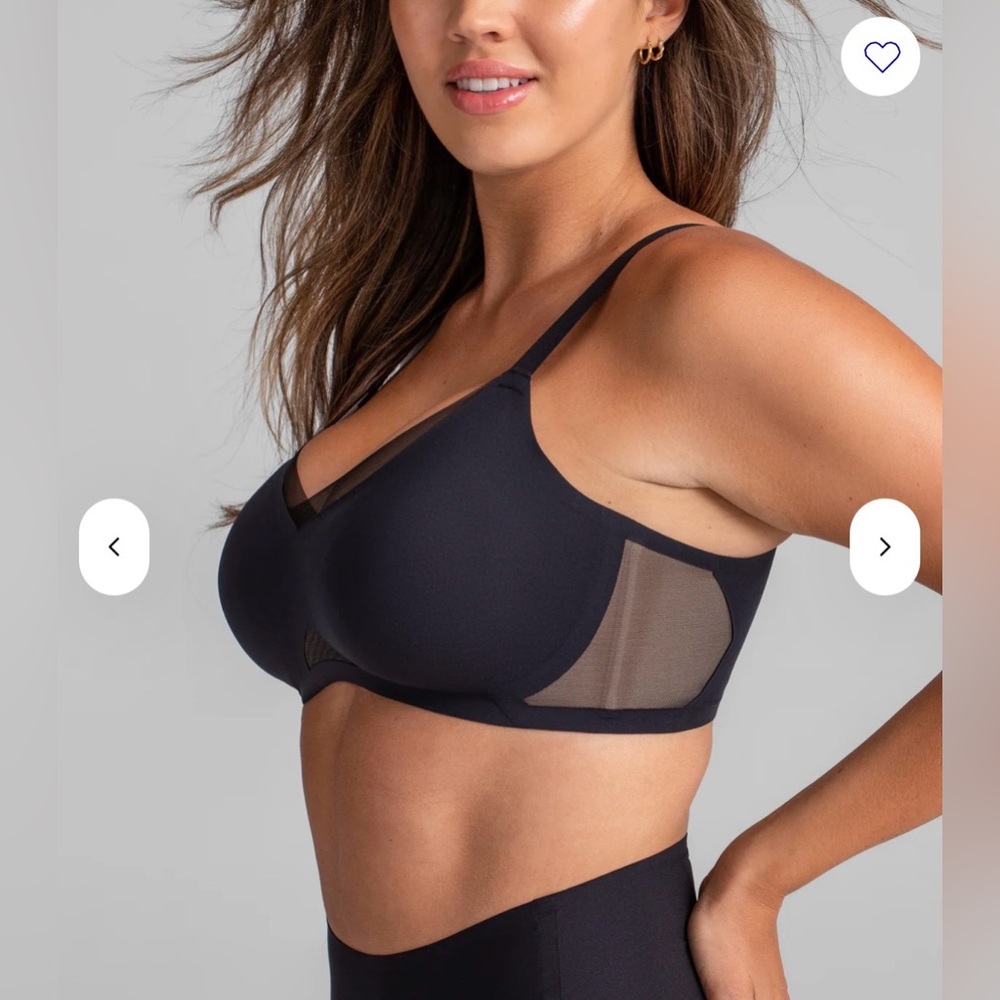 Honeylove CrossOver V-Neck Seamless Black Wireless Bra Sexy Lift Support Mesh - Picture 3 of 13